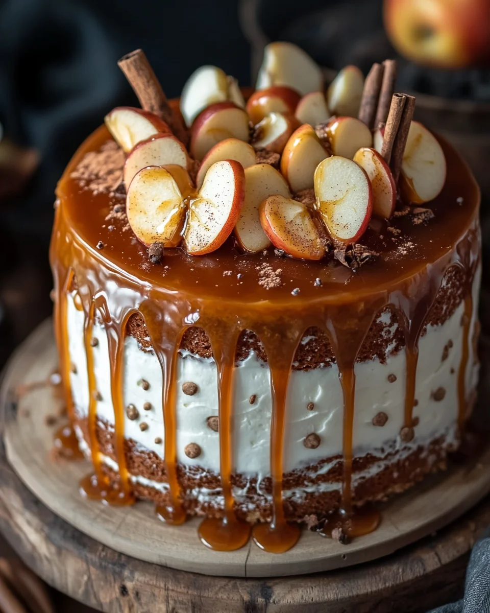 Bratapfeltorte mit Orangen-Zimt-Creme und Karamell-Drip 18 Bratapfeltorte