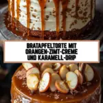 Bratapfeltorte mit Orangen-Zimt-Creme und Karamell-Drip 17 Pinterest Hidden Image