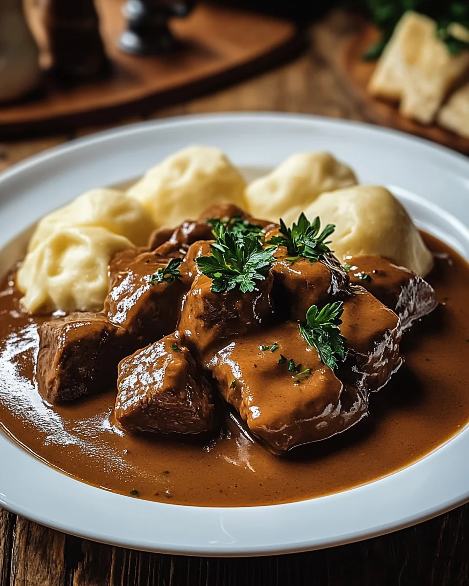 Butterzartes Rahmgulasch mit Serviettenknödel 17 Butterzartes