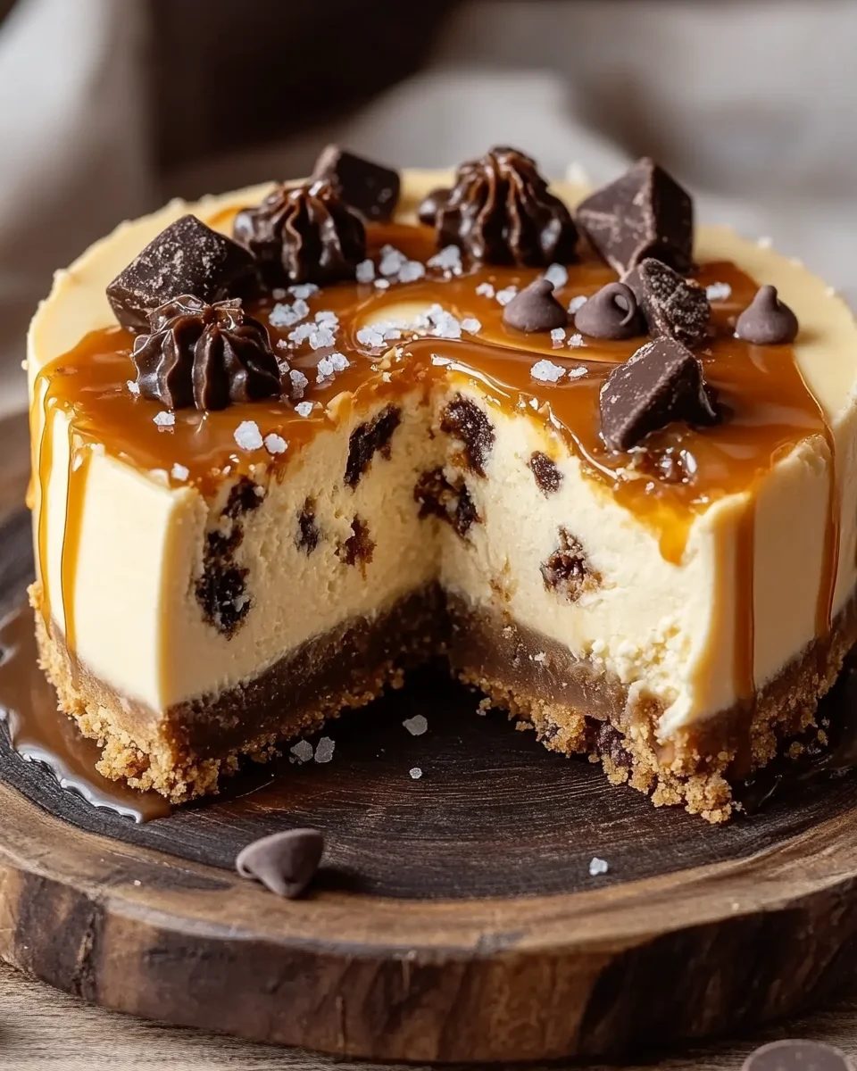 Cookie Dough Cheesecake mit Salted Caramel Swirl 29 Cookie
