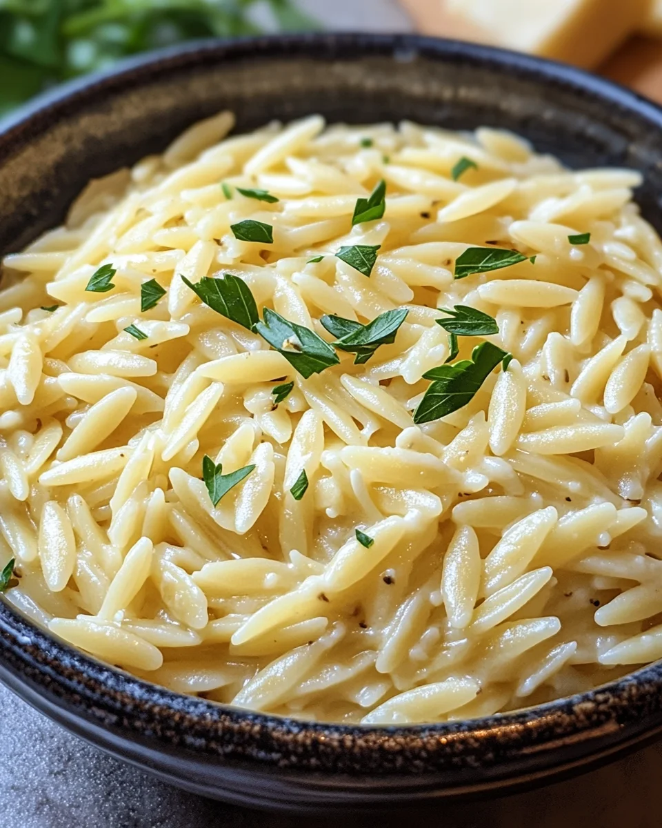 Cremige Orzo-Nudeln mit Knoblauch und Parmesan 19 Cremige
