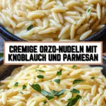 Cremige Orzo-Nudeln mit Knoblauch und Parmesan 18 Pinterest Hidden Image