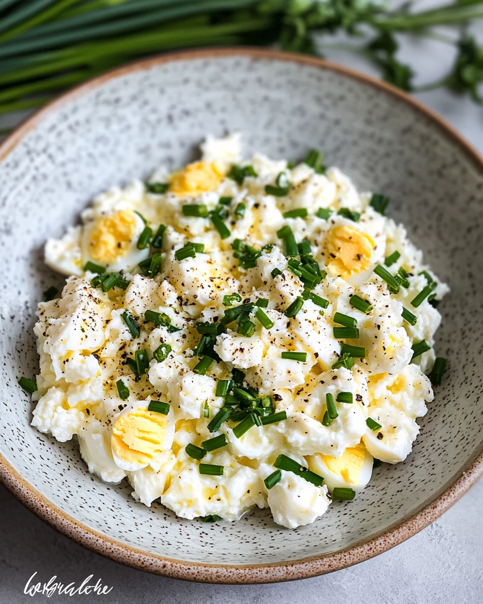 Eiersalat aus körnigem Frischkäse