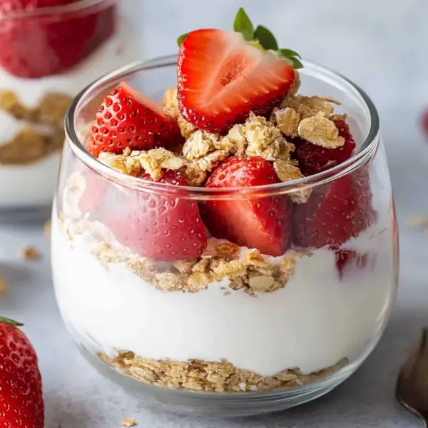 Erdbeer-Dessert im Glas mit Joghurt