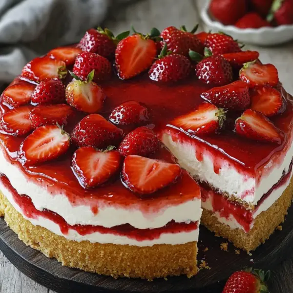 Erdbeertorte mit Biskuit und Quark