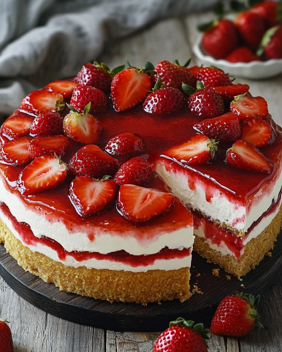 Erdbeertorte mit Biskuit und Quark
