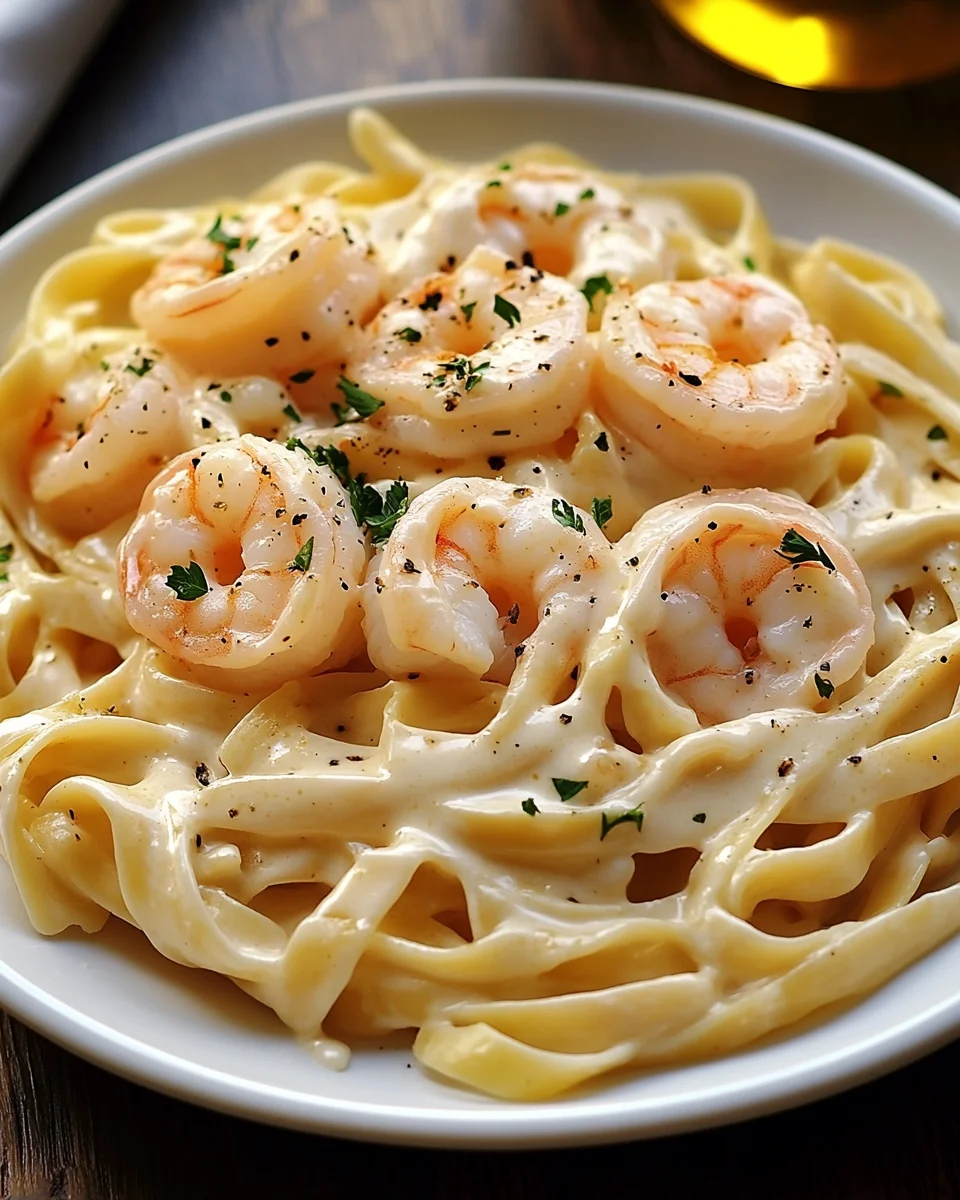 Fettuccine Alfredo mit Garnelen 20 Fettuccine