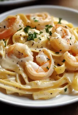 Fettuccine Alfredo mit Garnelen