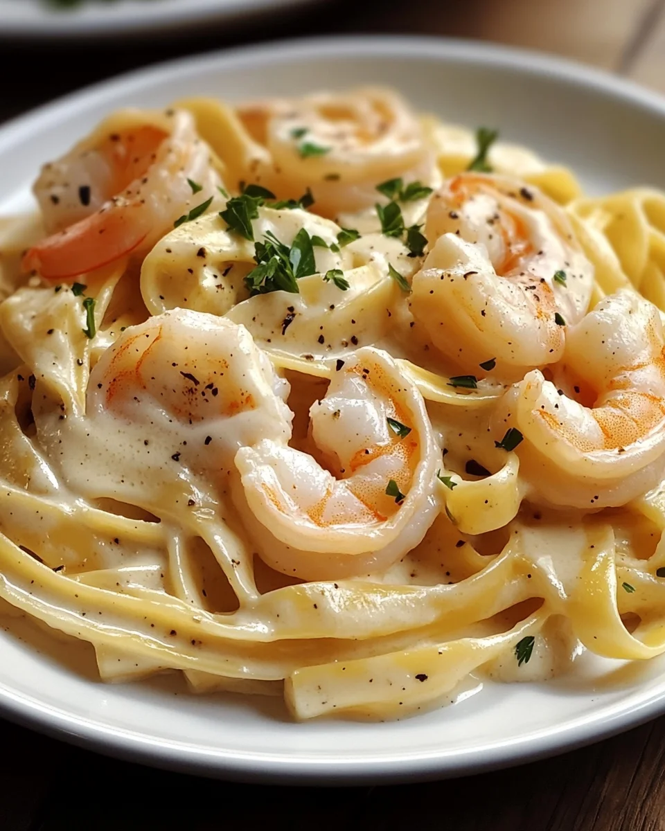 Fettuccine Alfredo mit Garnelen 22 Fettuccine Alfredo mit Garnelen