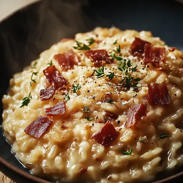 Französisches Zwiebel und Speck Risotto