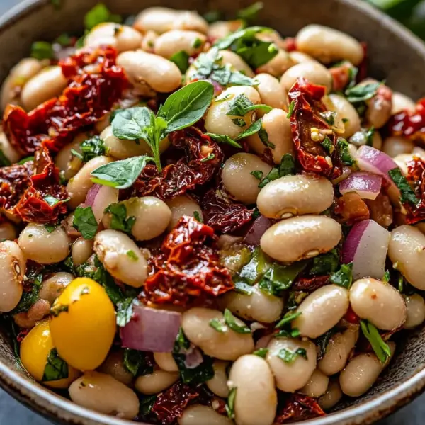 Marinierter getrockneter Tomaten-Bohnen-Salat
