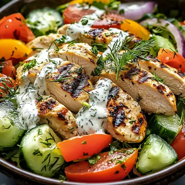 Mediterrane Köstlichkeit Tzatziki Hähnchensalat