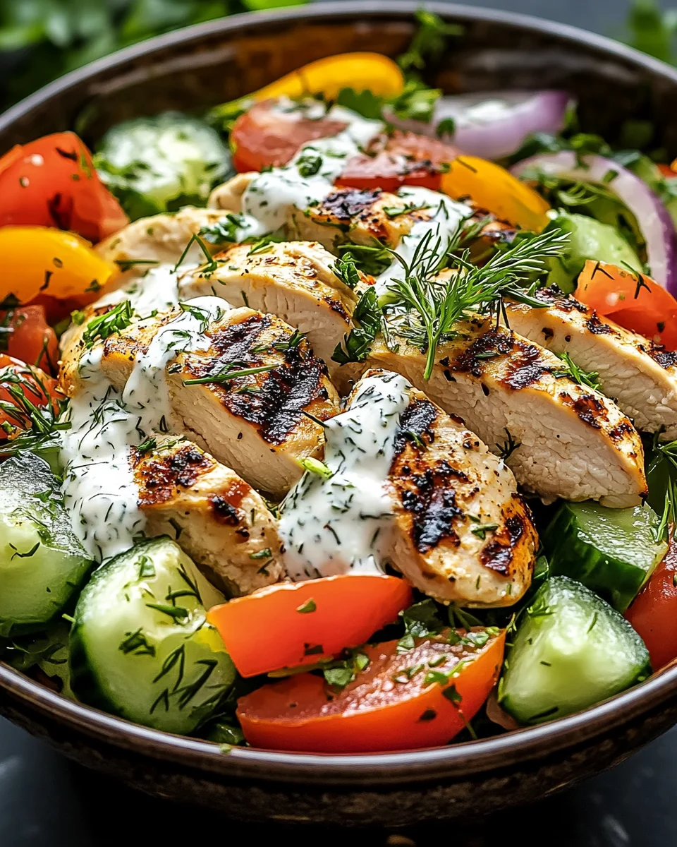 Mediterrane Köstlichkeit Tzatziki Hähnchensalat