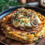 Mozzarella R&ouml;sti mit Zwiebel-Pilzrahmso&szlig;e