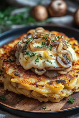 Mozzarella Rösti mit Zwiebel-Pilzrahmsoße 22 Mozzarella Rösti mit Zwiebel-Pilzrahmsoße