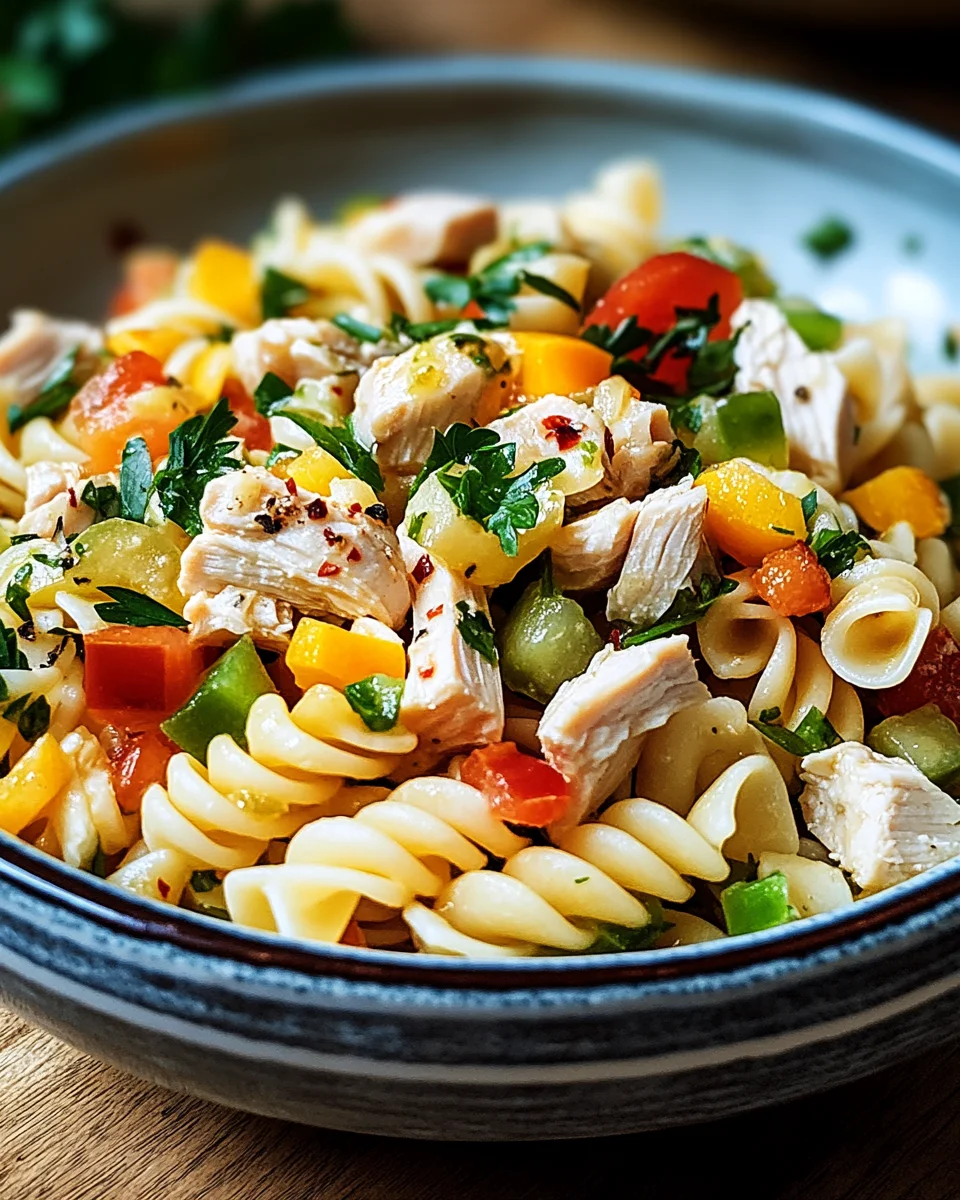 Nudel-Hähnchensalat mit Frühlingszwiebeln