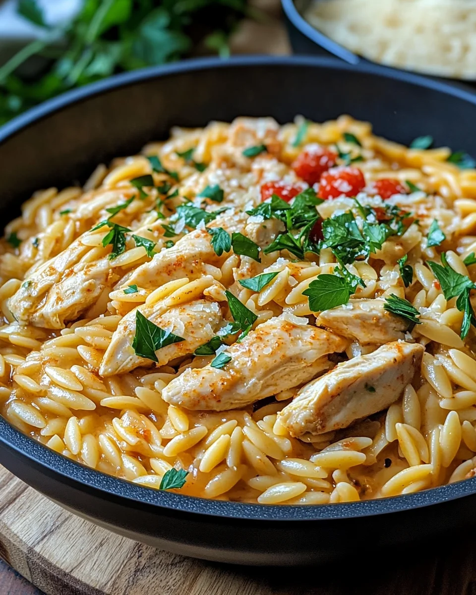 One Pot Orzo Pasta mit Hähnchen 24 One Pot Orzo Pasta mit Hähnchen