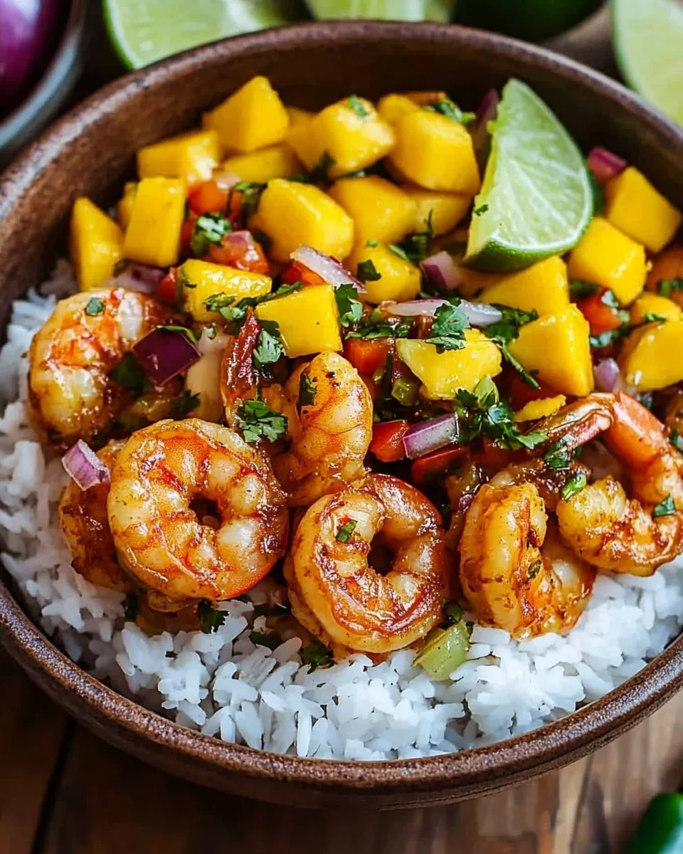 Pikante Garnelen und Mango Salsa Reisbowl 19 Pikante Garnelen und Mango Salsa Reisbowl