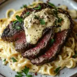Pikantes Steak Gorgonzola Alfredo mit cremiger Parmesan-So&szlig;e