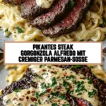 Pikantes Steak Gorgonzola Alfredo mit cremiger Parmesan-Soße 26 Pinterest Hidden Image