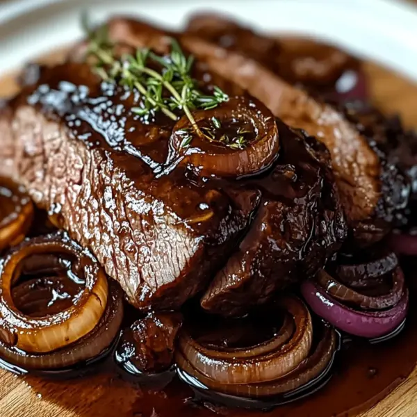 Rinderbrust in Balsamico-Zwiebelsoße