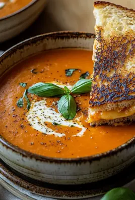 Roasted Tomato Soup with Grilled Cheese Sandwich