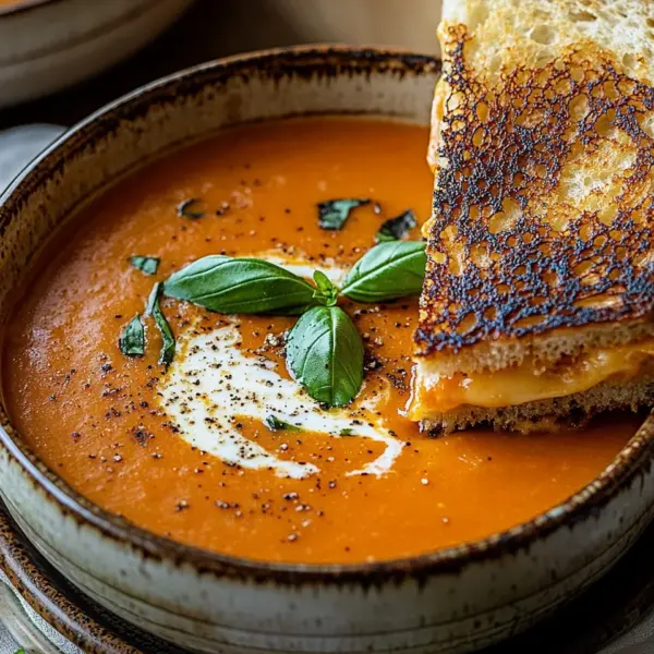 Roasted Tomato Soup with Grilled Cheese Sandwich