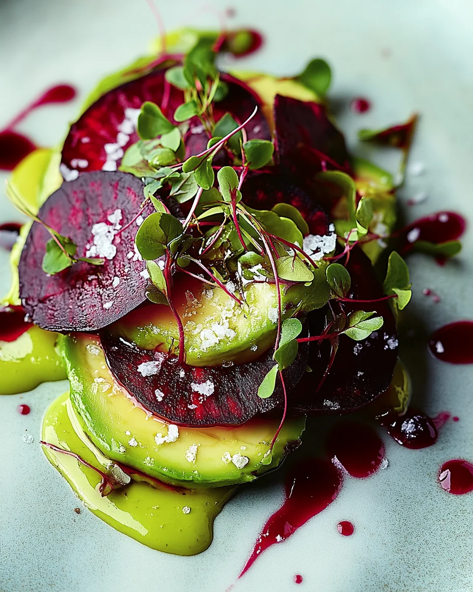 Rote Bete Carpaccio auf Avocadocreme