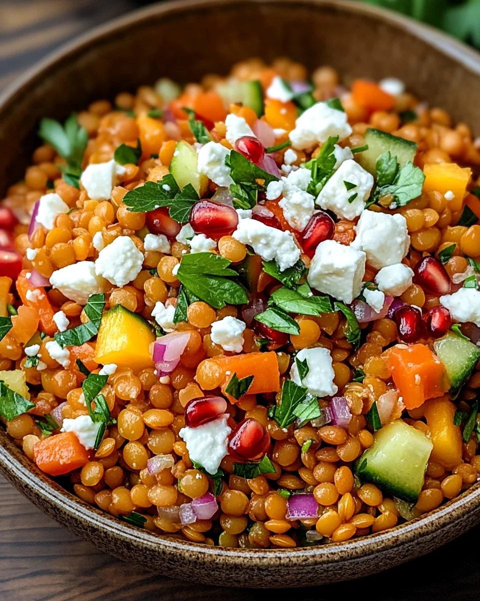 Rote Linsen Salat Orientalisch mit Feta 23 Rote