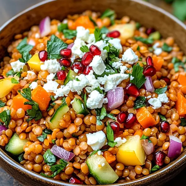 Rote Linsen Salat Orientalisch mit Feta
