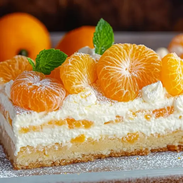 Schmandkuchen mit Mandarinen vom Blech