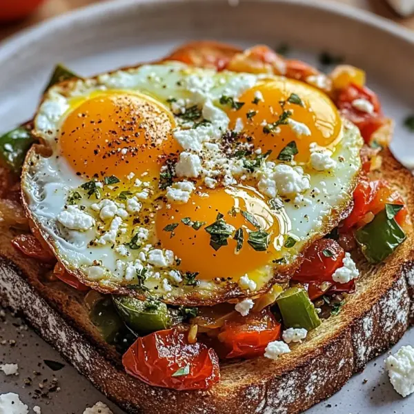 Shakshouka-Toast mit Feta-Spiegeleiern