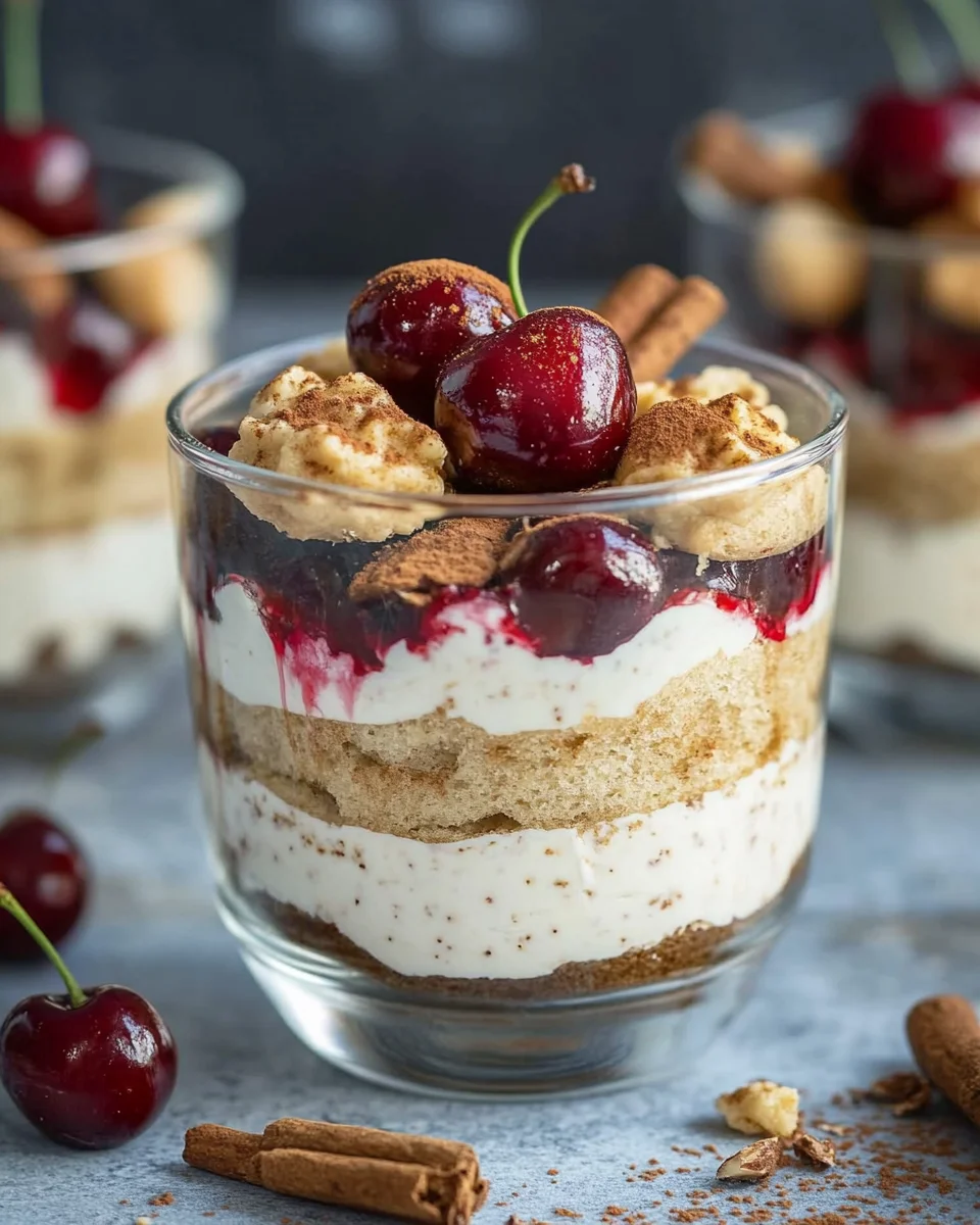 Spekulatius Tiramisu mit Gew&uuml;rzkirschen - Dessert im Glas