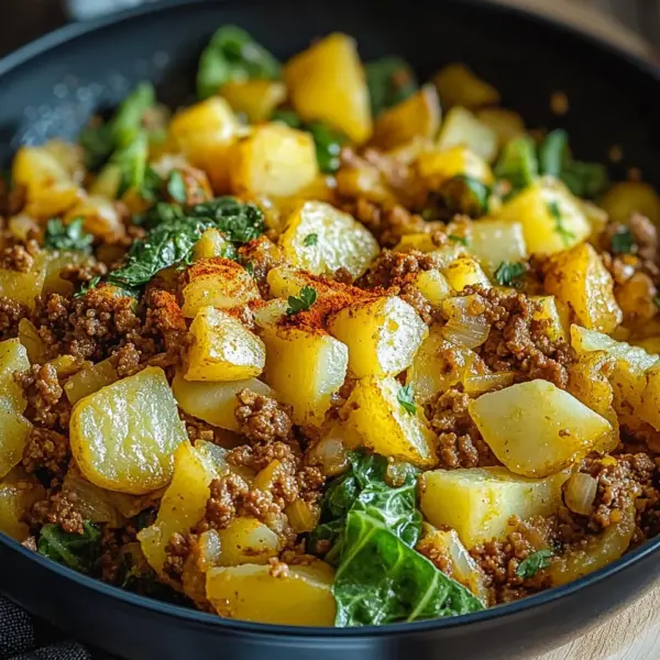 Spitzkohl-Kartoffel-Pfanne mit Hackfleisch