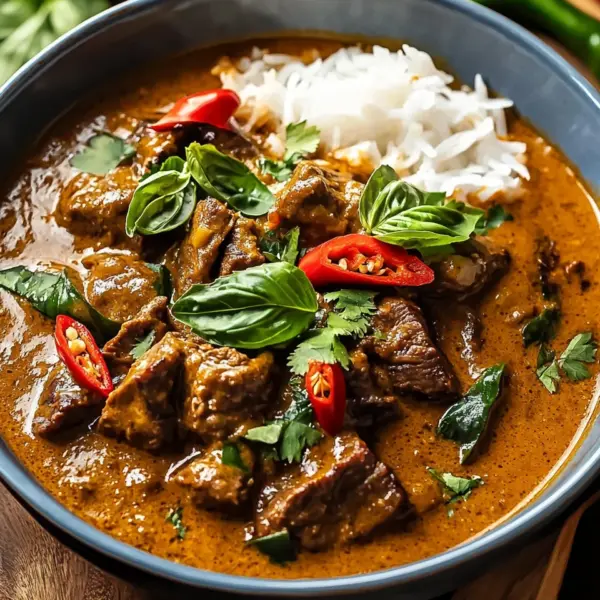 Thailändisches Rindfleisch mit roter Currysoße