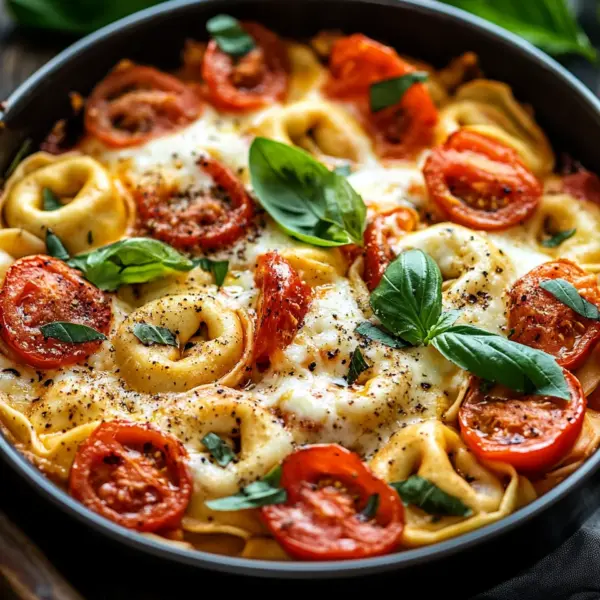 Tortellini-Auflauf mit Tomaten und Mozzarella