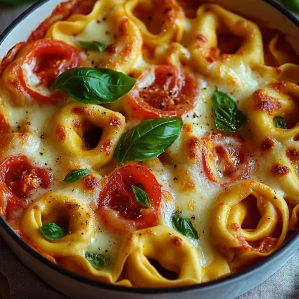 Tortelliniauflauf mit Tomate und Mozzarella
