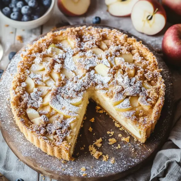 Würziger Bratapfel-Käsekuchen mit Zimtstreuseln