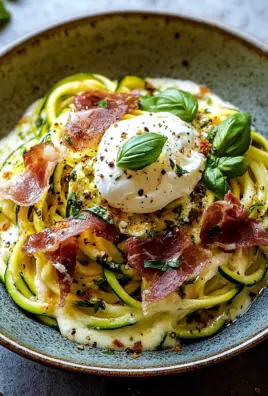Zucchini Carbonara mit knusprigem Prosciutto und Burrata 23 Zucchini Carbonara mit knusprigem Prosciutto und Burrata