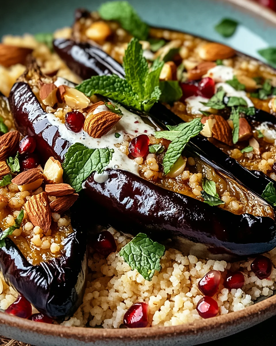 Auberginen mit Dattel-Mandel-Couscous und Minze 19 Auberginen