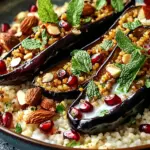 Auberginen mit Dattel-Mandel-Couscous und Minze