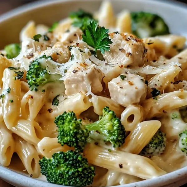 Cremige Hähnchen-Brokkoli-Alfredo Pasta