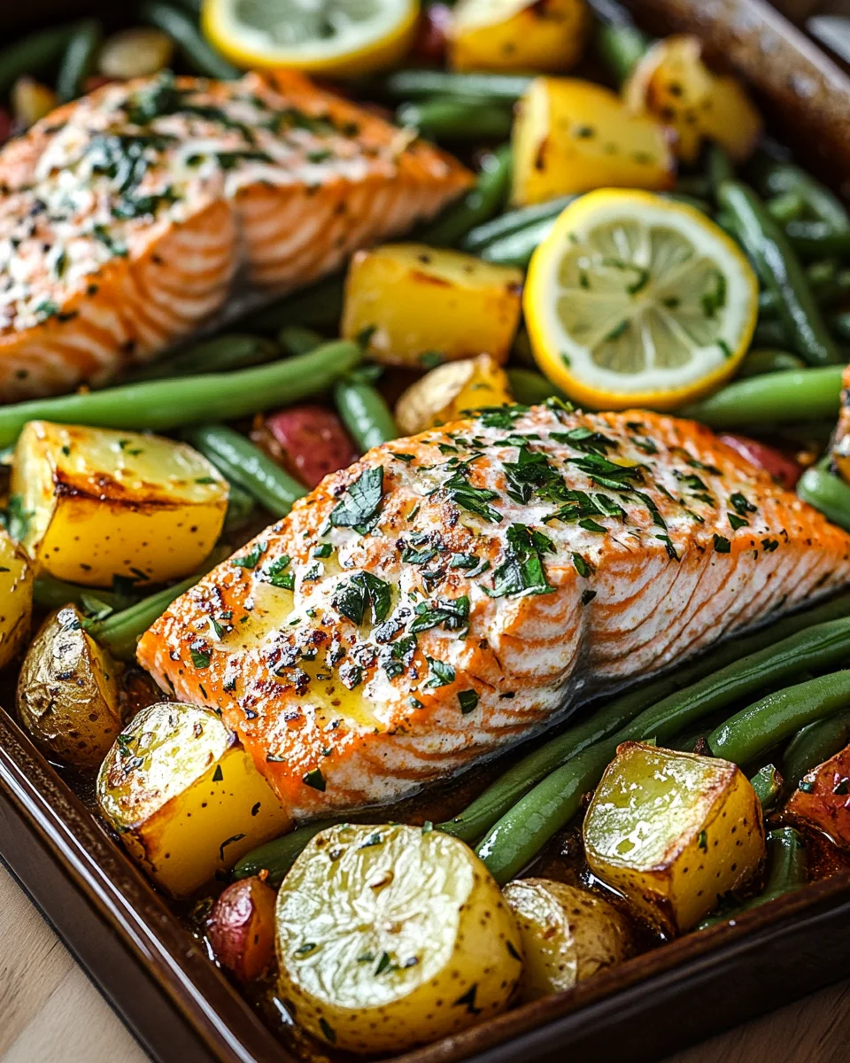 Einfaches Blechlachs Rezept mit grünen Bohnen und Kartoffeln 19 Einfaches Blechlachs Rezept mit grünen Bohnen und Kartoffeln