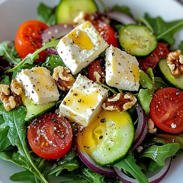 Gebackener Feta auf Gemischtem Salat