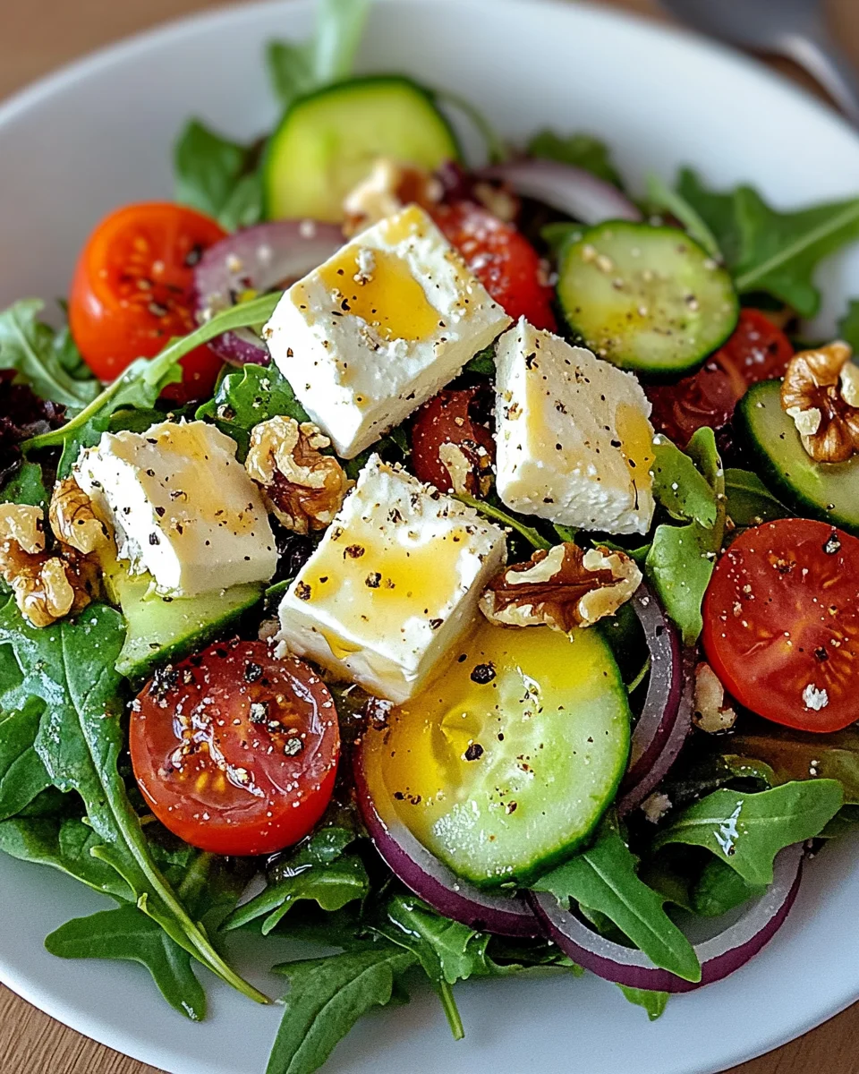 Gebackener Feta auf Gemischtem Salat