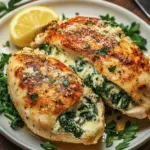Gef&uuml;llte H&auml;hnchenbrust mit Frischk&auml;se und Spinat