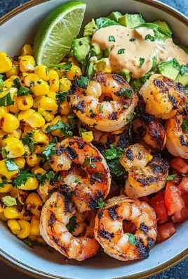 Gegrillte Garnelen Bowl mit Avocado Mais-Salsa & Cremiger Sauce 27 Gegrillte Garnelen Bowl mit Avocado Mais-Salsa & Cremiger Sauce