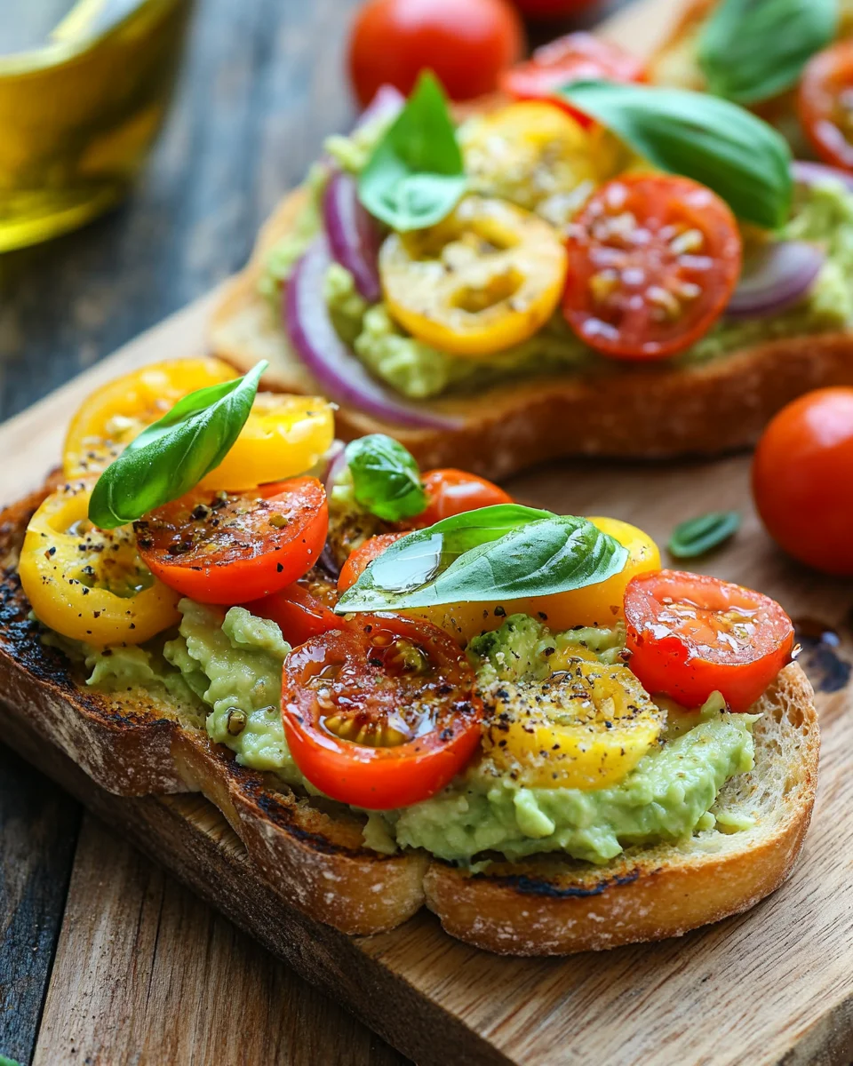 Geröstetes Brot mit Avocadobutter und Tomatensalat 17 Geröstetes
