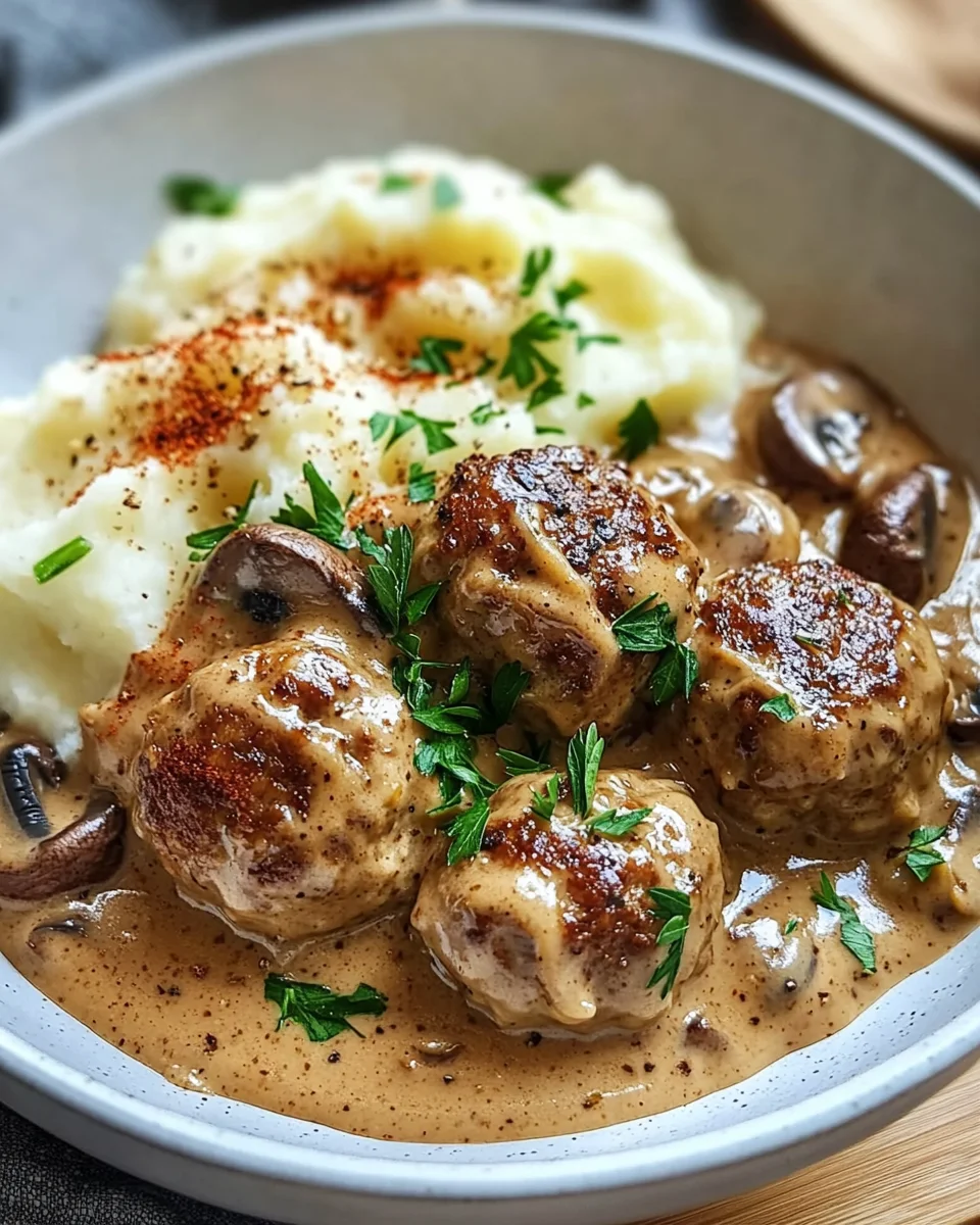 Hackbällchen in Champignon-Rahmsoße 30 Hackbällchen