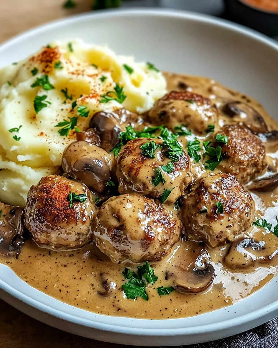 Hackbällchen in Champignon-Rahmsoße 32 Hackbällchen in Champignon-Rahmsoße